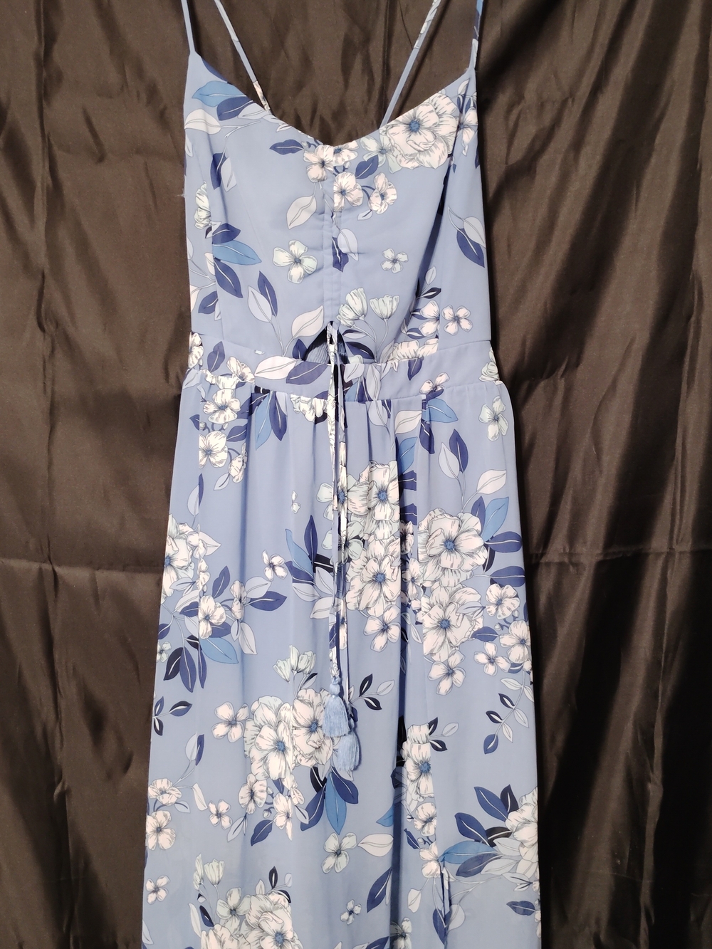Blue Floral Spaghetti-Strap Maxi Dress - Brand: